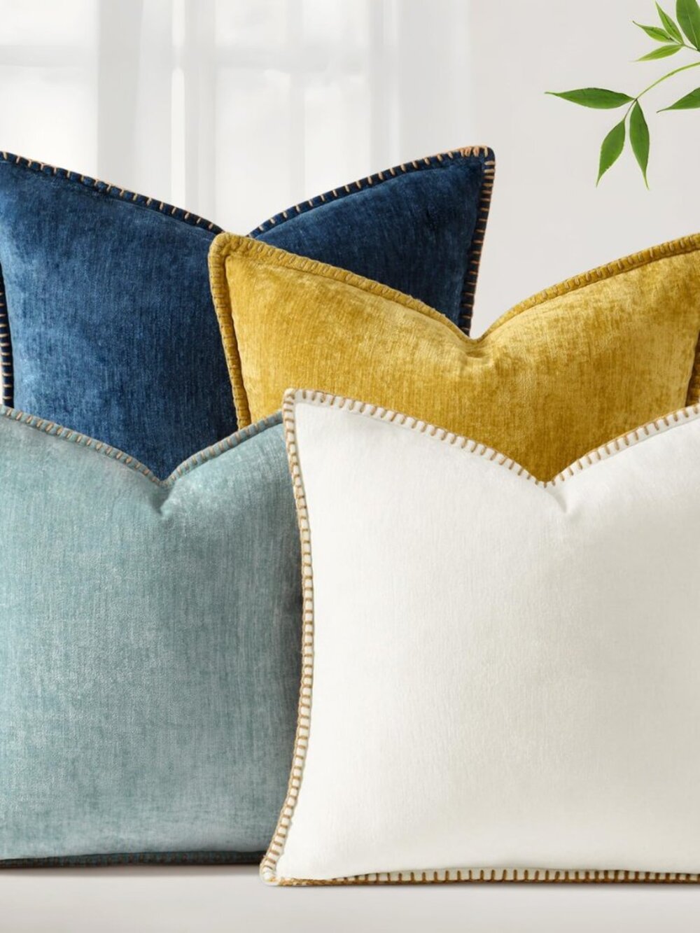 Fall Soft Decorative Chenille Throw Pillow Covers 18x18 Set of 4